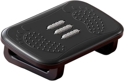 Voetensteun Onder Bureau - Ergonomische Voetenbank - Verbeterde Zithouding - Met Massagerollen - One Size - Zwart