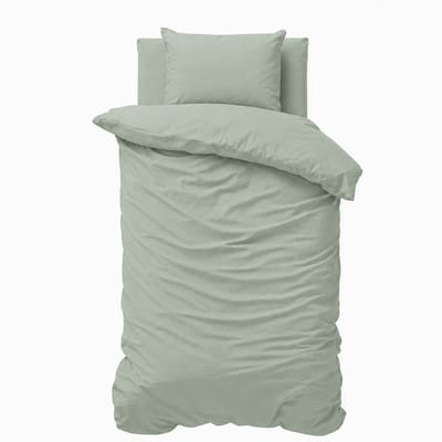 Decoware Ledikant Dekbedovertrek Uni 100x135 cm - Groen - Katoen - Voor Ledikant - Met Kussensloop