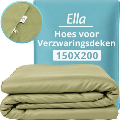 Hoes voor de verzwaringsdeken van Ella 150 x 200 CM - 7 KG & 9 KG - Overtrek Hoes van 100% katoen - Licht Olijf Groen