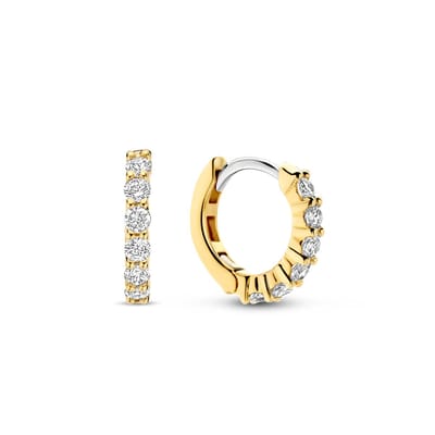 TI SENTO Dames Oorbellen - 925 zilver - Zirkonia met geel verguld - 7956ZY