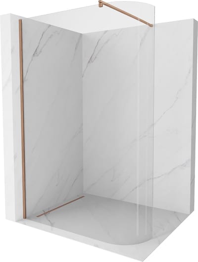 Mexen Kioto-R ronde douchewand Walk-in 80 x 200 , transparant 8 mm, geborsteld koper - 800-080-101-65-06