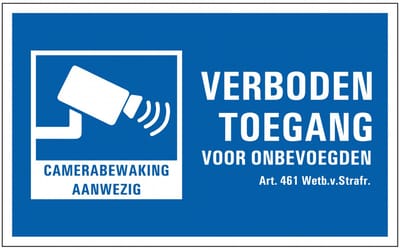 Verboden toegang camerabewaking sticker 320 x 200 mm