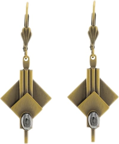 Behave - Dames oorbellen - Oud goudkleur retro art deco - 3 cm chic