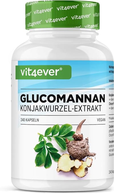 Vit4ever - Glucomannan - Voedingssupplement - 4200 mg per dagelijkse portie - Hoge dosering - Gewichtsverlies - Veganistisch - 240 capsules