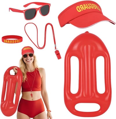 Set van 5 Zwemkleding met Badmuts, Armband, Fluit, Opblaasbare Zwemring en Zonnebril voor Halloween, Carnaval en Strandfeesten