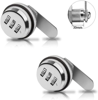 2 Stuks Hangsloten -Roestvrij staal - Cijferslot - Cijfers - Cijferig -weerbestendig - Cam Lock Combinatieslot - Combinatie Cilinderslot -Draaibare Tong Code Slot voor Lades en Gereedschapskasten - 20mm
