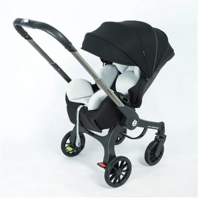 Opvouwbare 4-in-1 multifunctionele kinderwagen met draagmand en autostoeltje. Draagbare baby. ZWART zwart