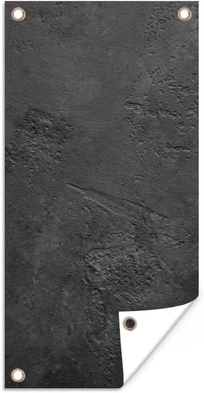Tuinposter Beton - Tuindoek Structuur - Buiten Decoratie - UV Bestendig - 80x160 cm - Zwart Grijs
