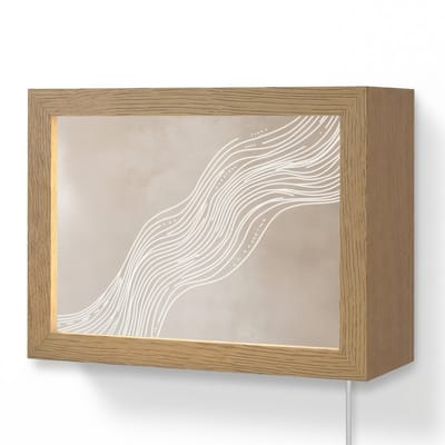 Wandlamp 20x15 cm - Oplaadbaar - Golvende lijnen - Vloeiend - Zandkleurig - Wandlampen binnen woonkamer - Slaapkamer lamp met kabel - Decoratieve nachtlamp - Vloerlamp snoer