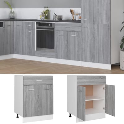 vidaXL - Onderkast - met - lade - Lyon - 60x46x81,5 - cm - bewerkt - hout - grijs - sonoma