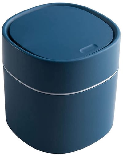 Desktop Vuilnisemmer met Deksel Sanitaire Emmer Schil Meloen Zaden Shell Vuilnisbak Auto Vuilnisemmer, 1 stuk (blauw)