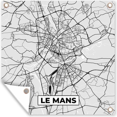 Tuin poster Plattegrond - Le Mans - Stadskaart - Kaart - Frankrijk - 200x200 cm - Tuindoek