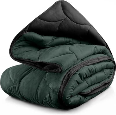 Lazy Dekbed & Dekbedovertrek in 1 - Double Face Dark Green Black