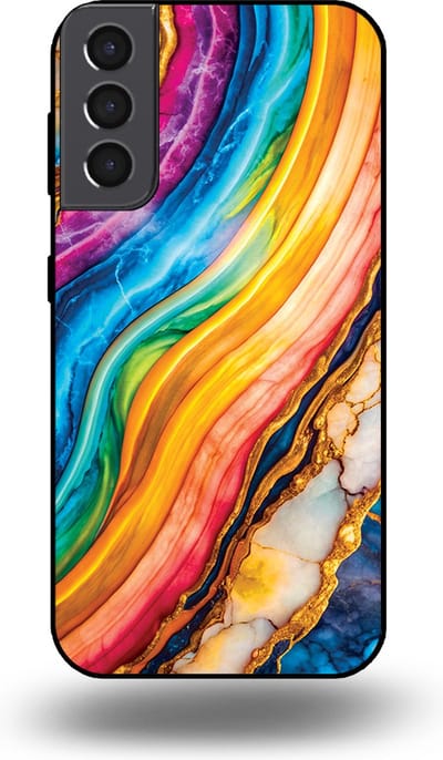 Smartphonica Telefoonhoesje Geschikt voor Samsung Galaxy S21 Plus met Regenboog Goud Marmer Opdruk - TPU Backcover Case Rainbow Gold Marble Design geschikt voor Samsung Galaxy S21 Plus