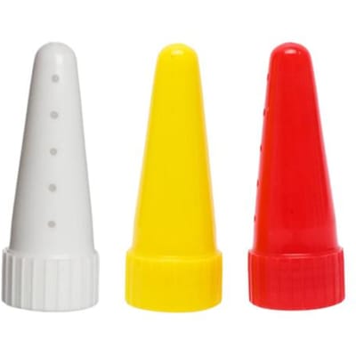 Distributeur de vinaigrette, embout de passepoil en PP de qualité alimentaire, réutilisable, Sauce à salade, sirop, confiture, Ketchup, buse de bouteille à presser, Gadgets de cuisine 3 pièces 3pcs yellow
