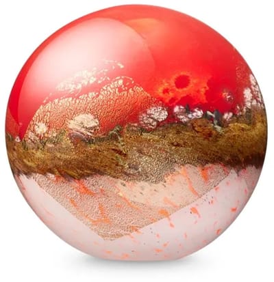 Urn-Glas-Eturnal Elegance-line Red Sunset Glasobject-deelbewaring-Bol–Glazen-Mini-urn-voor as-Kunst-Gedenkstuk door u zelf te vullen urn voor crematie-as E014LE-R bolurn deelbestemming as in glas 20 CM hoog inhoud 4L