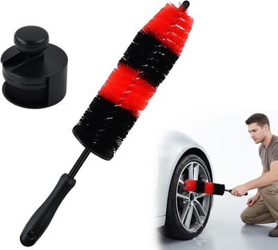 Set van 2 360° Velgenreinigingsborstels, Auto Wasborstel, Lange Borstel voor Velgen, Zachte Microvezel, Krassenvrije Bandenborstel, Auto Onderhoud, Wielreiniging voor Aluminium en Stalen Velgen