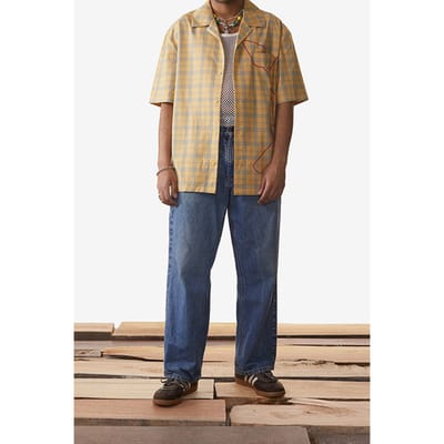 Daily Paper Yellow Check Kovan Shirt Maat: XS | Casual Overhemden Outlet | Heren | Beige