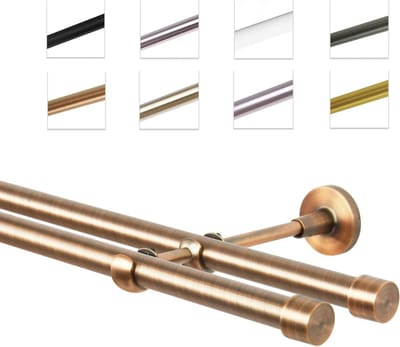 Goodivery ® Copperkleurige Gordijnstang Dubbelspoor 480 cm voor Wandmontage