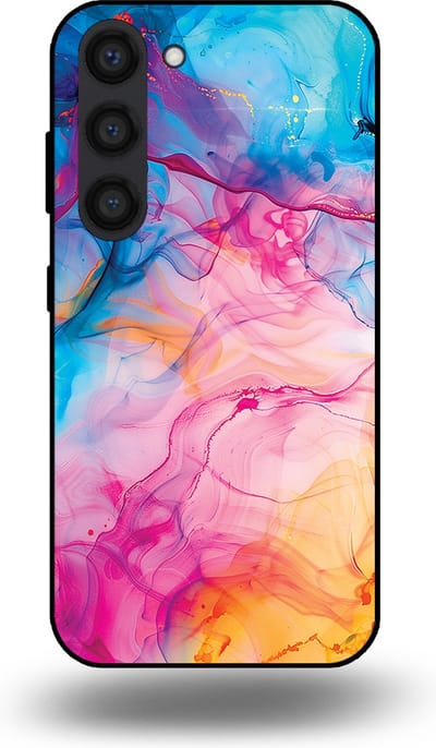 Smartphonica Telefoonhoesje Geschikt voor Samsung Galaxy S23 met Regenboog Acryl Marmer Opdruk - TPU Backcover Case Rainbow Acrylic Marble Design geschikt voor Samsung Galaxy S23