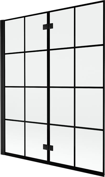 Mexen Mist badscherm 2-delig links 140 x 150 , zwart raster, zwart - 8A9-140-002-70-77-L