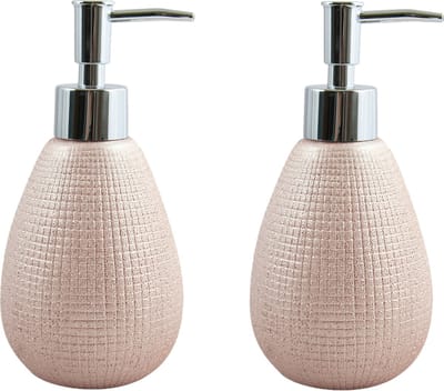 MSV Zeeppompje/dispenser - 2x - Shanghai - keramiek - rose goud - 8 x 17 cm - 260 ml