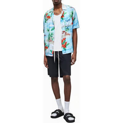 AllSaints Catalina Ss Shirt Blue Size: XS | Casual Shirts Outlet | Heren | Blauw