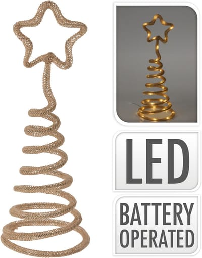 BOOM MET STER JUTETOUW SPIRAAL 38CM MET LED