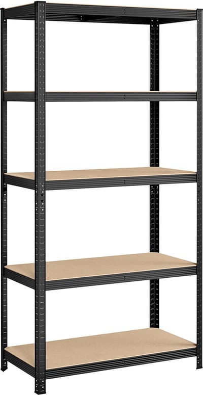 Opbergrek 1-delige set staand opbergrek met 5 lagen planken, stevig metalen frame, elke plank kan tot 120 kg dragen, geschikt voor garage, kelder en keuken, 50 x 100 x 200cm, zwart