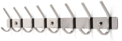 TOJ 16 Haaks Wandkapstok – 62cm - Muur / Wand Kapstok - Hangende Design Muurkapstok - Handdoekrek - RVS - Zilver