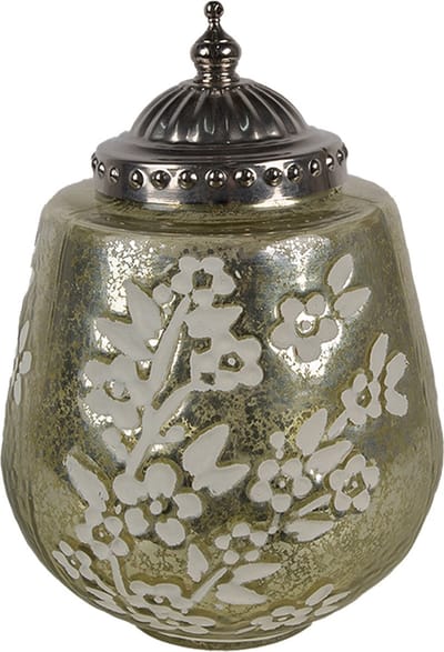 Clayre & Eef LED Lantaarn Ø 13x19 cm Groen Glas