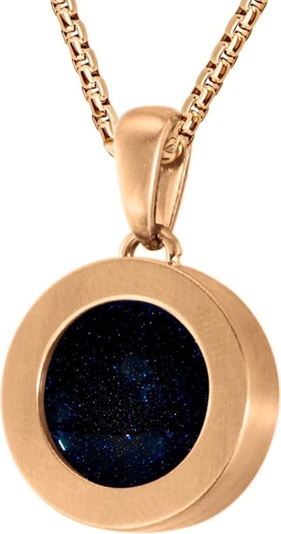 Quiges 12mm Mini Munt Hanger Rosékleurig RVS Mat met Zandsteen Blauw Munt en Box Ketting Ankerketting 42-46cm