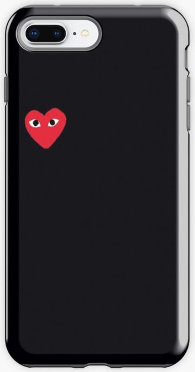ShieldCase Heart Eyes hoesje geschikt voor Apple iPhone 8 Plus / 7 Plus - Hoesje met rood hartje - Hartjespatroon telefoonhoesje - Zwart