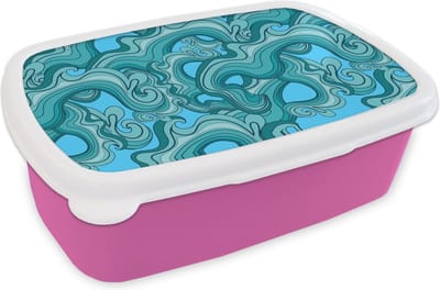 Broodtrommel Roze - Lunchbox - Brooddoos - Zee - Patronen - Marmer - 18x12x6 cm - Kinderen - Meisje