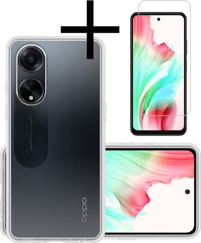 Hoesje - Met Screenprotector - Geschikt voor OPPO A98 - Sterk & Shockproof - Back Cover - Siliconen Case - Telefoon Hoes - Transparant