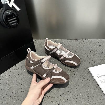 Dames Mary Jane Schoenen Lente Herfst Nieuwe Mesh Ademend Antislip Casual Schoenen Lichtgewicht Comfortabel Mode Outdoor Flats 35 bruin