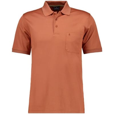 Ragman Softknit Poloshirt Breast Pocket Pima Cotton Mix Pumpkin Orange / male