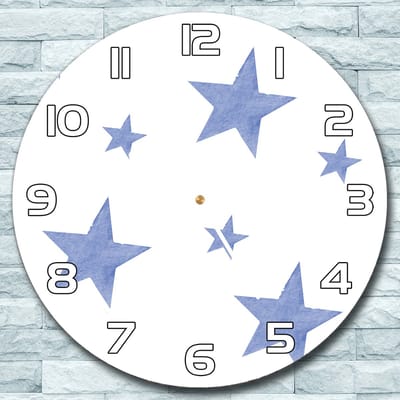 Coloray Wandklok - Sterren Klok Glas - 30fi cm - Lichtblauw Wandklok - Wandklok Ronde - Wandklok Klassiek - Wandklokken Woonkamer - Stille Wandklok