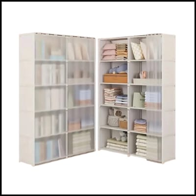 White Double Rows 6-laags stofkast - Slaapkamerkast - Opbergkast - Dubbele rij - Hoge capaciteit - Stofbestendig - Modulair stapelbaar - Minimalistisch modern - Eenvoudige montage