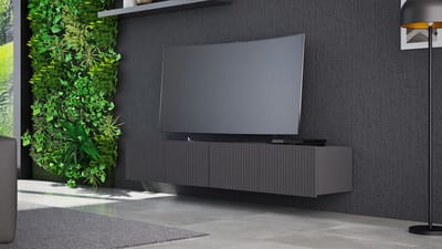 Promeubels - Tv meubel Kingston - Zwart mat - 200cm (2x 100cm) - Tv kast - Hangend of staand