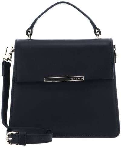 Ted Baker Leren handtas schoudertas Reylynn Bar Detail Top Handle Bag Navy donkerblauw