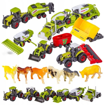 Boerderij Voertuigen Speelgoedset: Tractoren, Combines, Dieren & Vrachtwagen