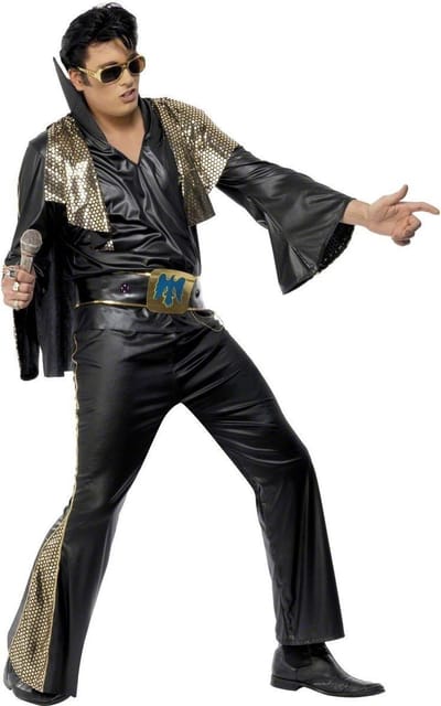 Zwarte Elvis Presley™ outfit voor mannen - Volwassenen kostuums