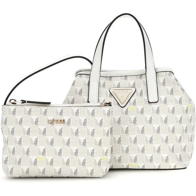 GUESS Handtas Schoudertas G Wave Mini Tote Stone Logo Wit