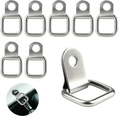 8 Stuks Roestvrijstalen D-Ring Bevestigingshaken, Sterke Haakjes voor Vrachtwagens, Boten en Auto's, Ideaal voor Ladingbeveiliging en Kayaks
