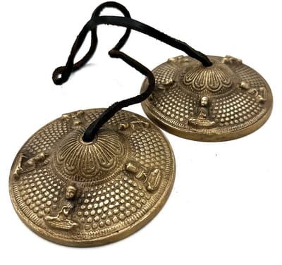 Ancient Wisdom - Leer - Tibetaanse Tingsha met Vijf Boeddha's - notitieboek - handgemaakt - multicolor - cadeau - klankinstrument - meditatie - geluid