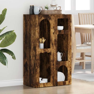 vidaXL - Dressoir - ELST - Rook - Eiken - 59 - x - 35 - x - 100,5 - cm - Bewerkt - hout