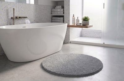 FLOORDIREKT Badmat SKY - Badmat in Vierkant & Rond - Antisliprug - Zilvergrijs - Rond - 95 cm