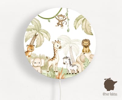 Wandlamp rond Savanna Joy Oliver Robins-sfeerverlichting-kinderkamer-jungle dieren-wandverlichting
