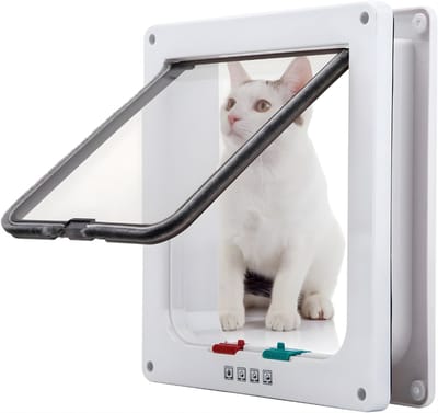 DnA® Kattenluik - Kattenluik met Tunnel - Geschikt voor Binnendeur en Buitendeur - Wit - 19cm x 20cm x 6cm